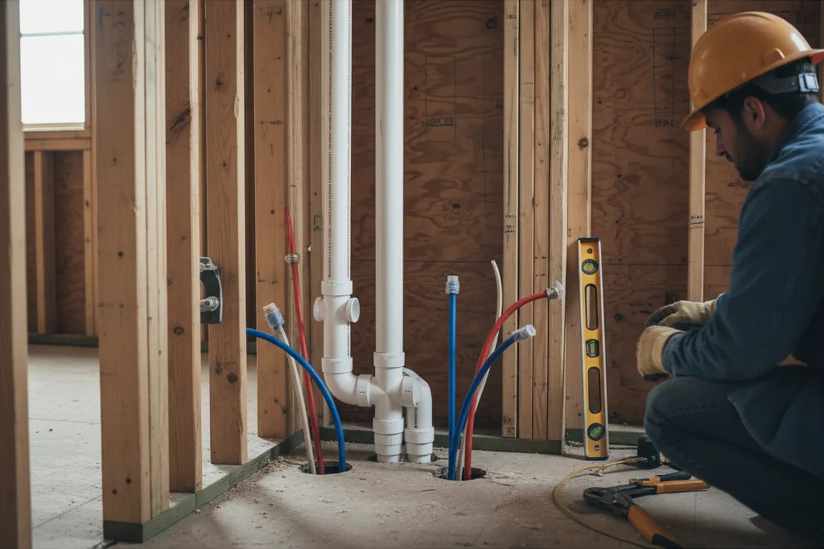 Drain and supply rough-in during Garbage Disposal Repair in Pierrepont Manor