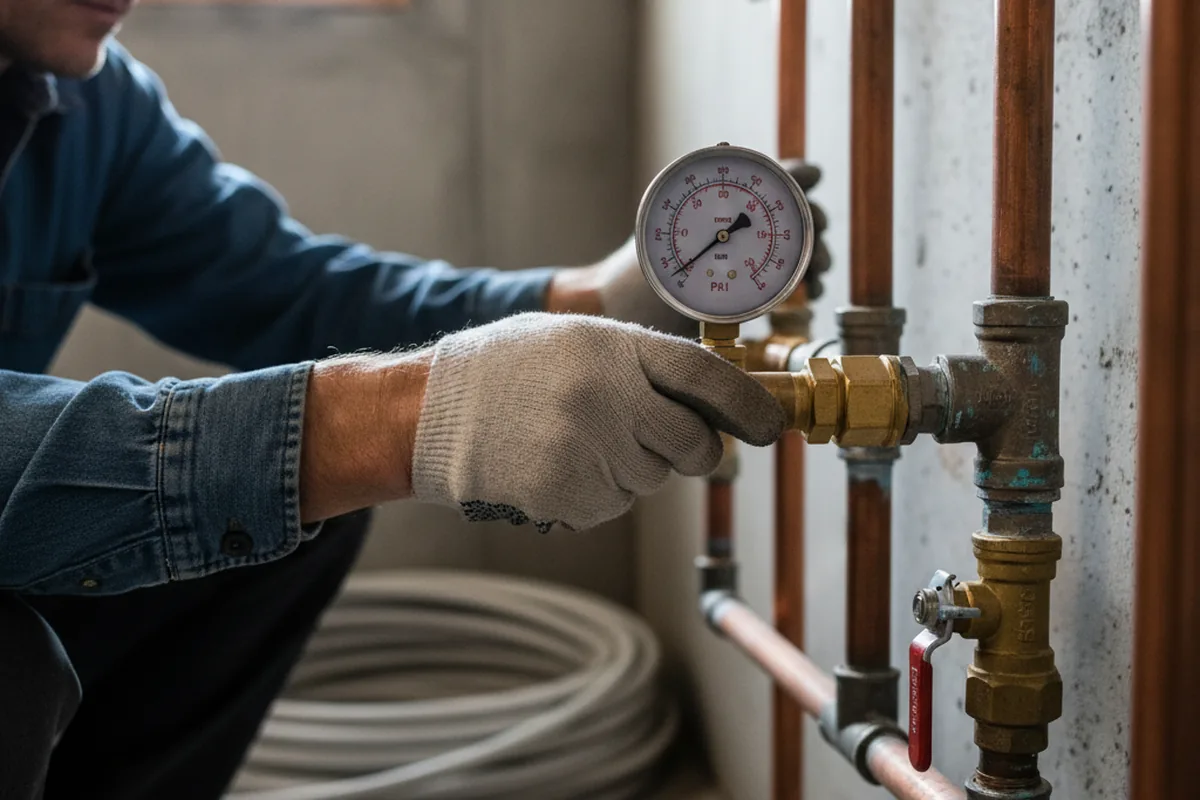 Pressure testing a repaired line during Water Line Repair in Pierrepont Manor